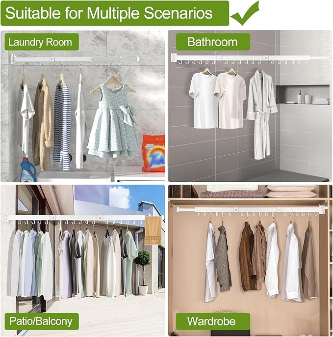 Clothes Drying Rack, Laundry Drying Rack Wall Mounted, 3-Fold Laundry Drying - Image 5