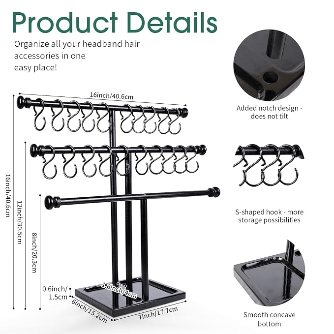 POVETIRE Headband Holder Stand Storage - Image 3