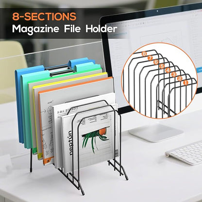 Incline Sorter Desk File Organizer, Metal Desk Magazine Folder Holder - Image 2