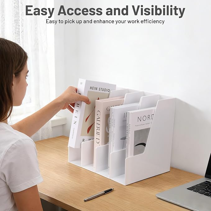 CiWiVOKi Vertical Magazine File Holder, 4 Pack, Notebooks and Paperwork - Image 4