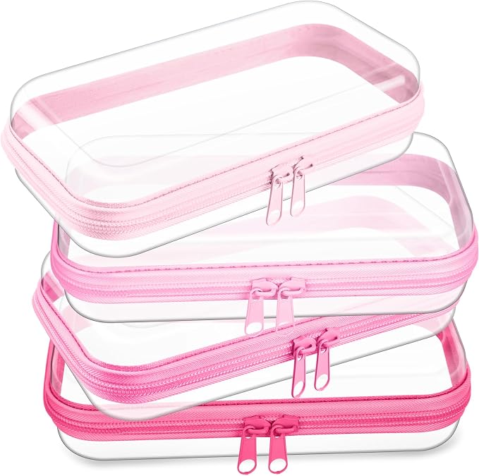 Hoolerry 4 Pcs Hard Clear Zipper Case Makeup Bags Plastic Pencil Pouch by Hoolerry
