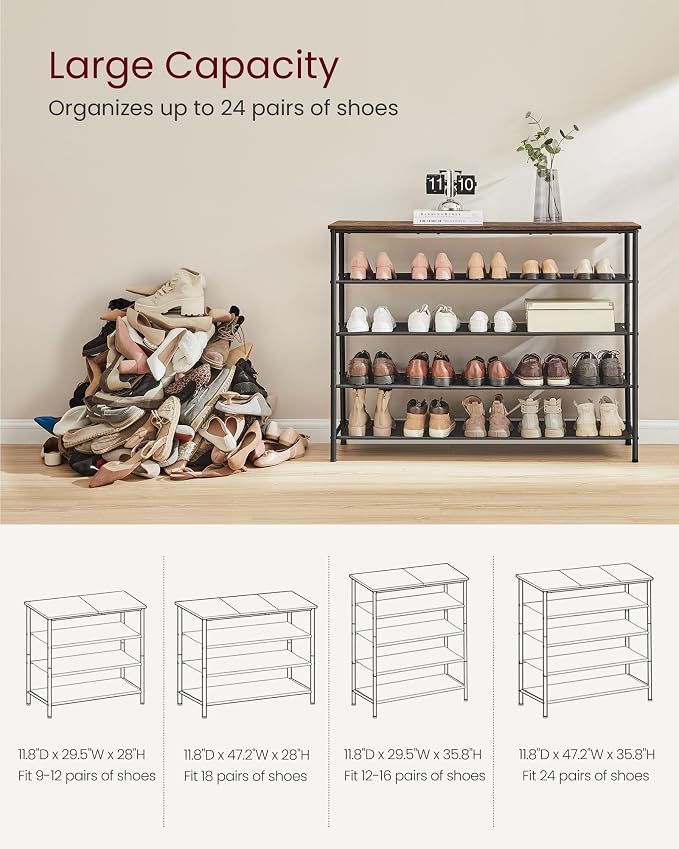 VASAGLE Shoe Rack, 5-Tier Shoe Storage Organizer - Image 6