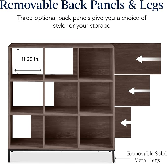 Best Choice Products 9-Cube Bookshelf, 3-Tier Wood Storage Bookcase W/Legs - Image 7