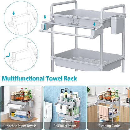 SPACEKEEPER Rolling Storage Cart, 4-Tier Bathroom Organizer Utility Cart - Image 2