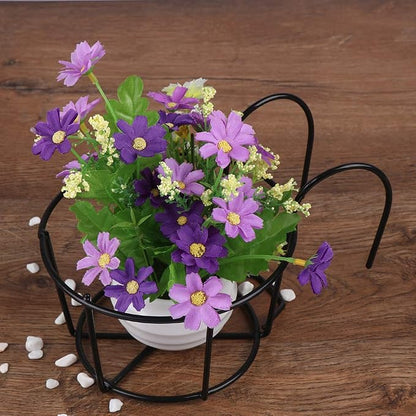 4 Pack Hanging Railing Planters Flower Pot Holders Plant Iron Racks Fence Metal - Image 4
