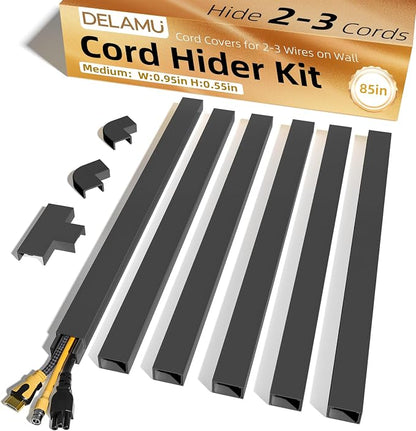 Delamu Black Cord Hider, 85in Cord Covers by DELAMU