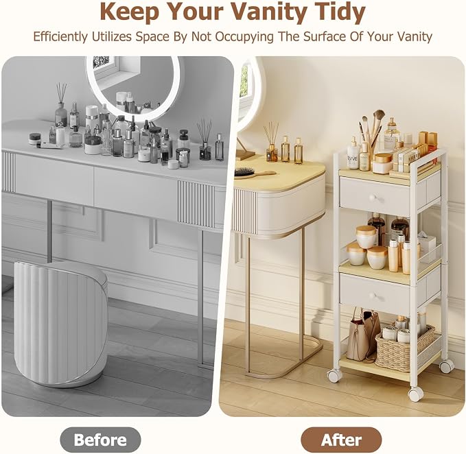 Flycity Rolling Makeup Organizer Cart, Floor Skincare Organizers Storage - Image 7