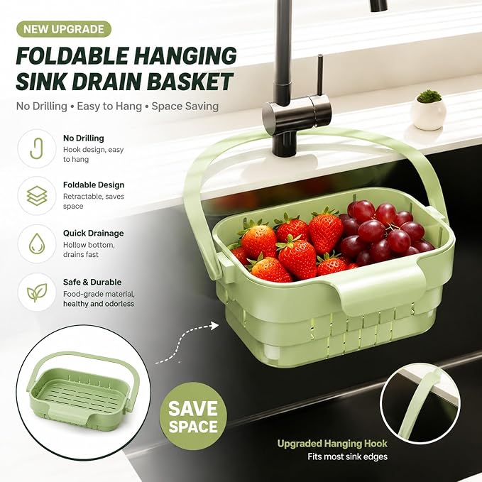 Foldable Hanging Sink Drain Basket, 2026 New Stretchable Colander - Image 2