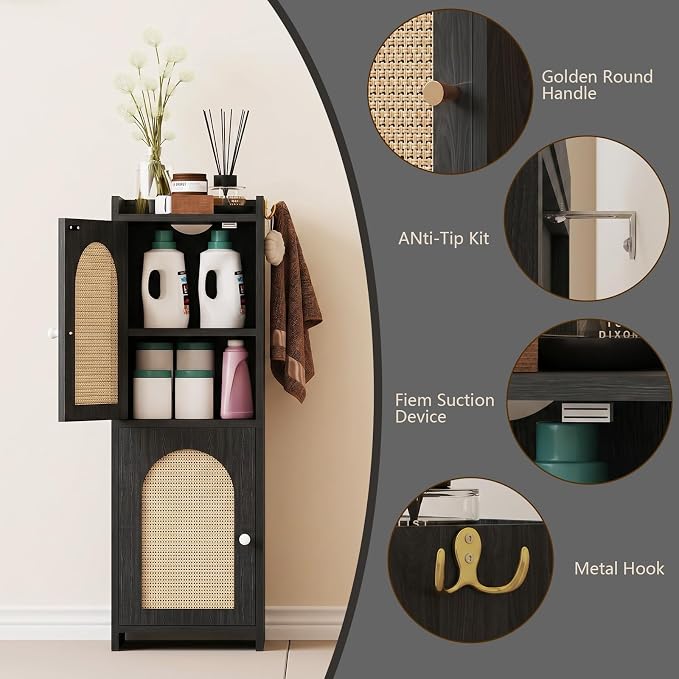 Arbuxzuy Rattan Bathroom Storage Cabinet - Image 4