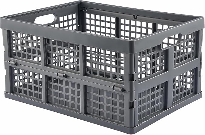 3-Pack Plastic Collapsible Storage Crates-30L, Foldable Plastic Crates - Image 2