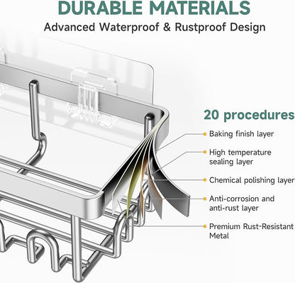 Veken Shower Caddy 6-Pack, Advanced Rustproof Design, No Drilling Adhesive - Image 5