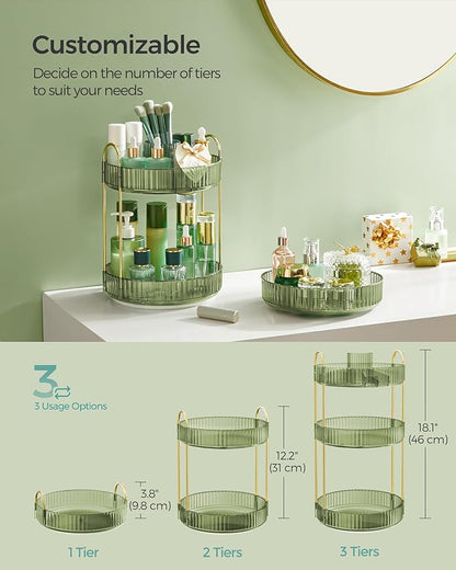 SONGMICS Makeup Organizer, 3-Tier Round Rotating Skincare Organizer Countertop - Image 2
