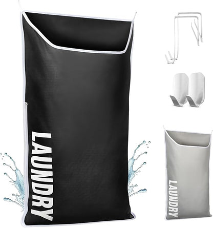 Hanging Laundry Hamper Bag XL 40x22", Space Saving over the Door Storage Bags by DONAQ