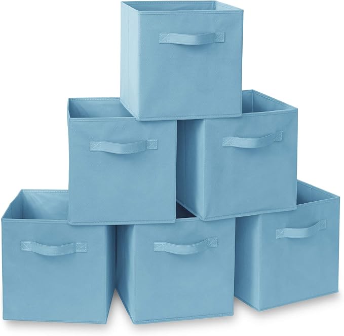 Casafield Set of 6 Collapsible Fabric Cube Storage Bins, Baby Blue by Casafield