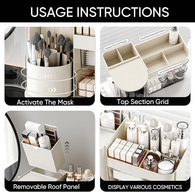 Makeup Organizer, Rotating Cosmetic Storage Organizer - Image 4