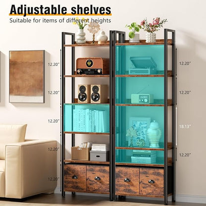 Furologee 6-Tier Bookshelf Set of 2, Tall Bookcase - Image 6