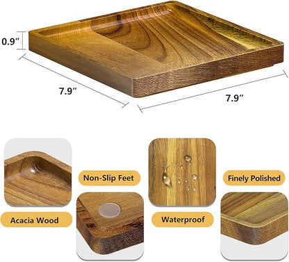 WEENSON Square Acacia Wood Bathroom Vanity Tray - Image 4