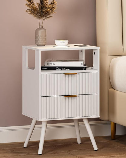 White Nightstand, Modern Bedside Table by Leomonio