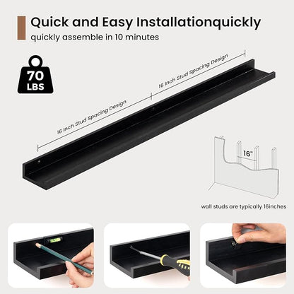 Picture Ledge Shelf, Floating Shelves Set of 2, 36 Inches Solid Wood Nursery - Image 5