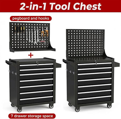 Rolling Tool Chest with Wheels, 7 Drawers Tool Storage Cabinet, Portable Metal - Image 3