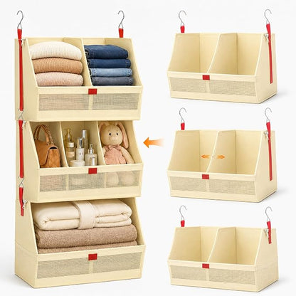 Fabric Hanging Closet Organizer Heavy Duty Shelf Hanging Storage Towel Clothes by Unknown