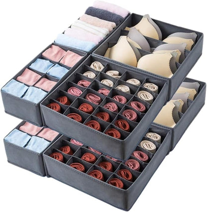 Dresser Drawer Organizer 8 Pack Clothes Underwear Sock Storage Dark Gray Drawer - Image 3