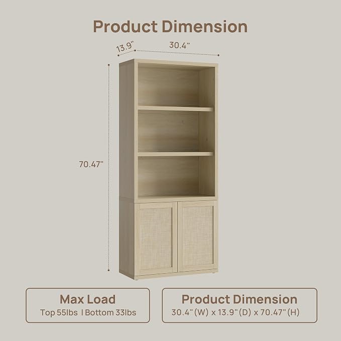 SICOTAS 70.5" Tall Bookshelf - Image 2