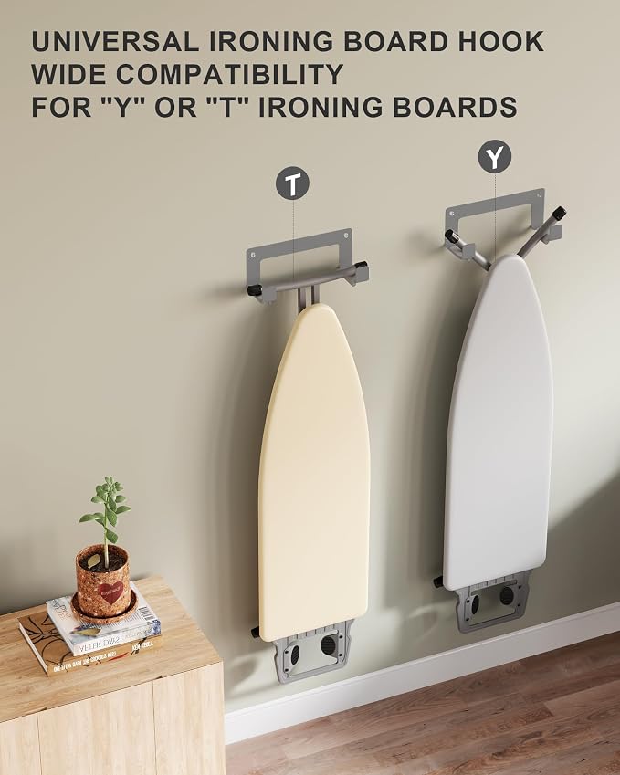 Ironing Board Hanger Wall Mount Stainless Steel, Y T Leg Ironing Board Holder - Image 2