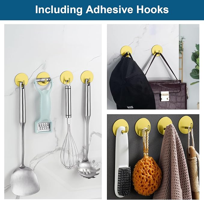 Diesisa Razor Holder for Shower + Adhesive Wall Hooks, Premium 304 Stainless - Image 3