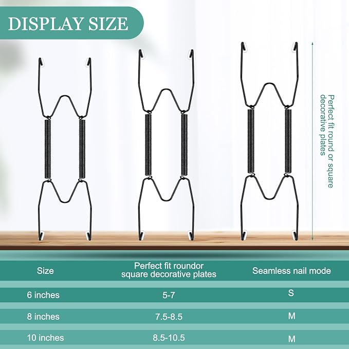Hotop 12 Pieces Plate Hangers for Wall Stainless Steel Wire Invisible Heavy - Image 2