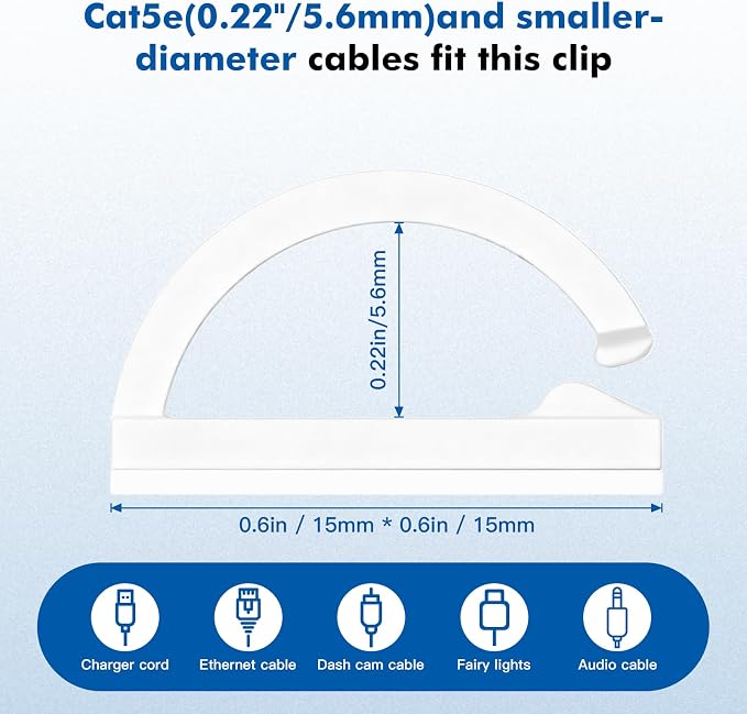60 pcs Adhesive Cable Clips, Cord Holder, Cord Clips - Image 2