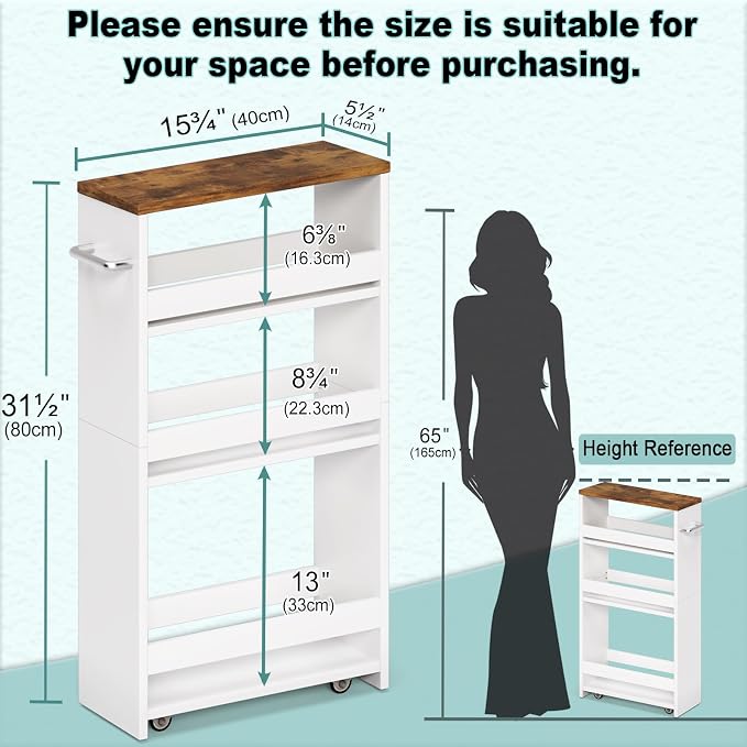 MARTY Rolling Storage Cart 4-Tier White Kitchen Cart - Image 5
