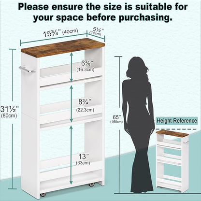 MARTY Rolling Storage Cart 4-Tier White Kitchen Cart - Image 5