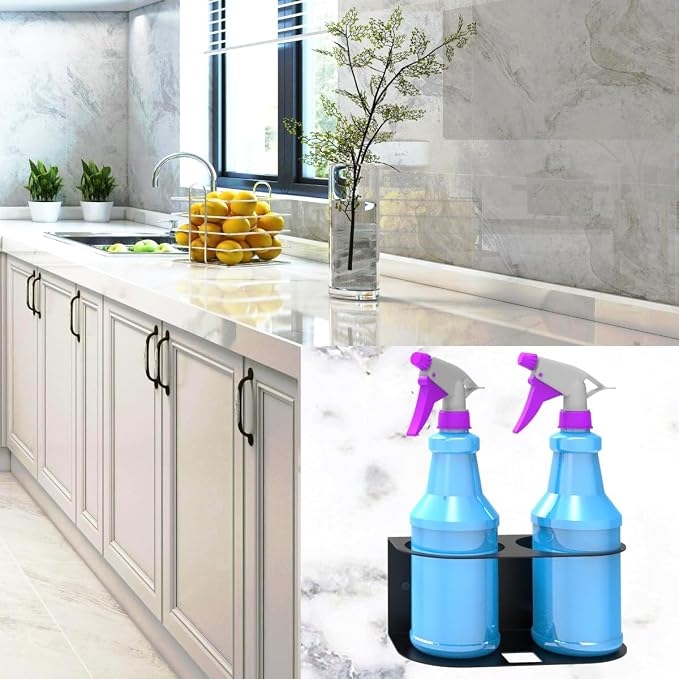 2 Spray Bottles Holder, Steel Wall Mount Storage Organizer - Image 4