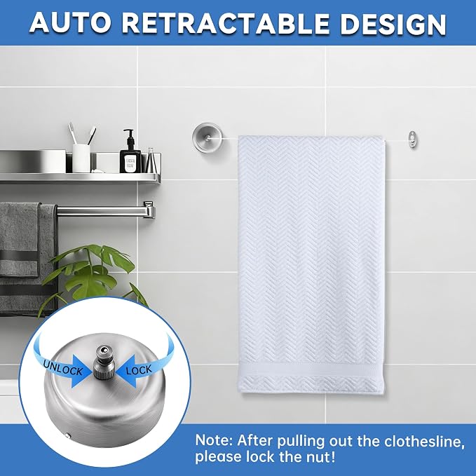 Retractable Clothesline, SUS304 Wall Mounted Clothes Line - Image 4