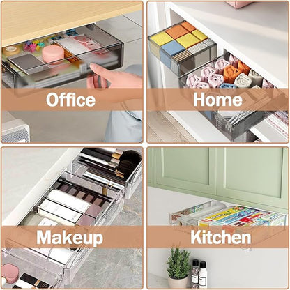 Under Desk Table Drawer Storage Organizer, 3 Pack Large & Medium & Small Slide - Image 7