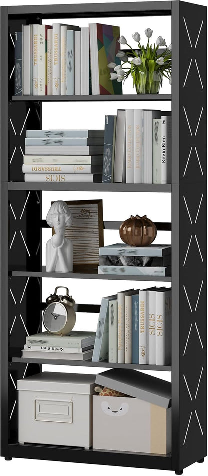 Industrial Bookshelf, 5 Tier Bookcase, Home Office Bookcase Shelf Storage by Steeloong