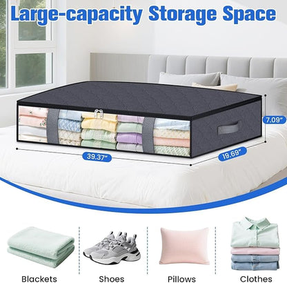 Under Bed Storage Containers, 2 Pack Blanket Storage Bags, Collapsible Storage - Image 2
