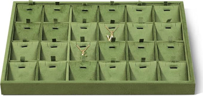 Velvet Necklace Display Tray, Stackable 24 Grid Insert Pendant Necklaces by Dansmiy