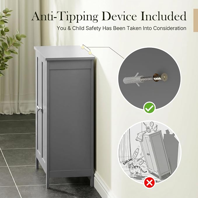 SUPER DEAL Modern Bathroom Floor Storage Cabinet - Image 8