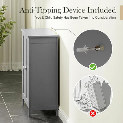SUPER DEAL Modern Bathroom Floor Storage Cabinet - Image 8