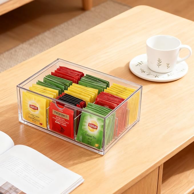 Rainmae Tea Bags Organizer Clear Acrylic Teabag Drawer Holder - Image 7