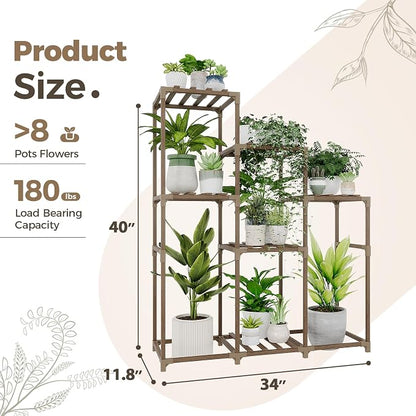 Bamworld Tall Plant Stand Indoor Wood Shelf Outdoor Tiered Rack - Image 7