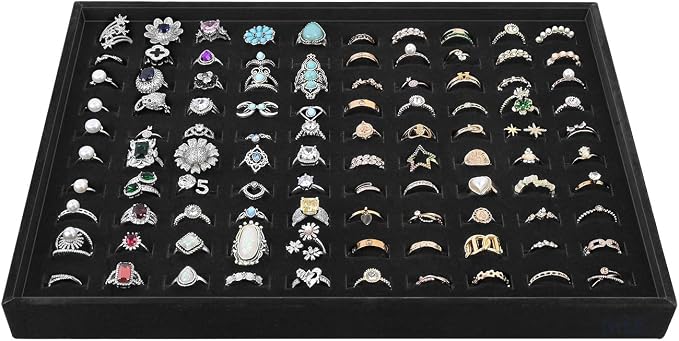 MOOCA 2 Pcs Set 100 Slots Ring Tray Display, Slotted Ring Showcase Display - Image 4
