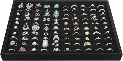 MOOCA 2 Pcs Set 100 Slots Ring Tray Display, Slotted Ring Showcase Display - Image 4