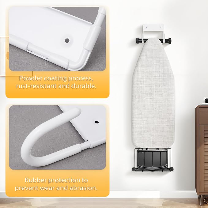 Ironing Board Hanger Wall Mount, Metal Iron Board Wall Mount | White | - Image 6