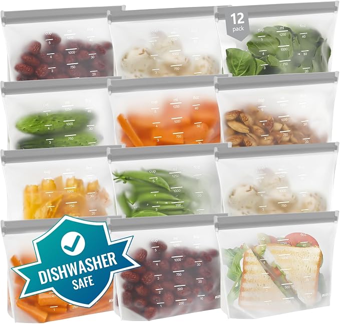 Dishwasher Safe Reusable Storage Bags Stand Up by IDEATECH