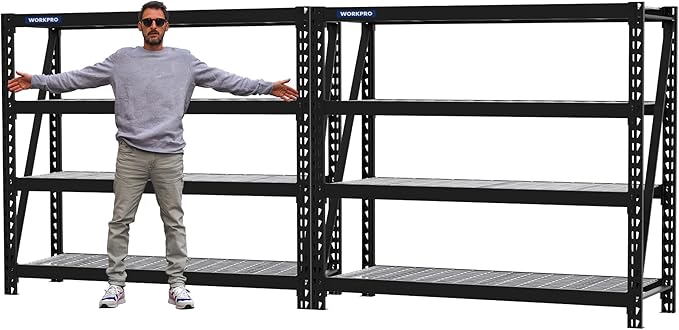 WORKPRO 68" Ultra Wide 4-Tier Metal Garage Shelving Unit, 7200 LBS Capacity by WORKPRO