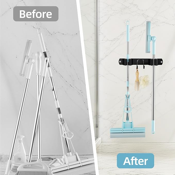 Broom Holder Wall Mount, Stainless Steel Mop and Broom Organizer, Broom Hanger - Image 7