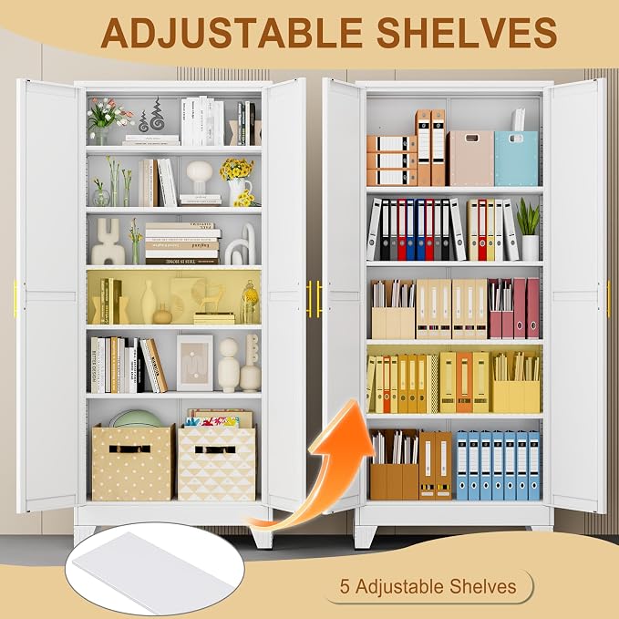 75" White Metal Storage Cabinet - Image 4